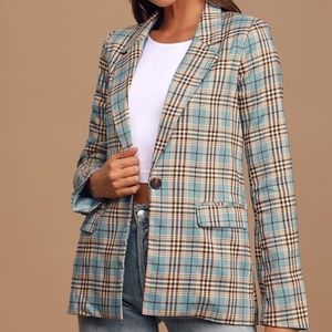 Lulus Blue Plaid Blazer